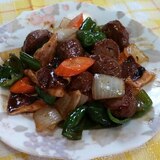 レトルト肉団子と残り野菜でなんちゃって酢豚風♥